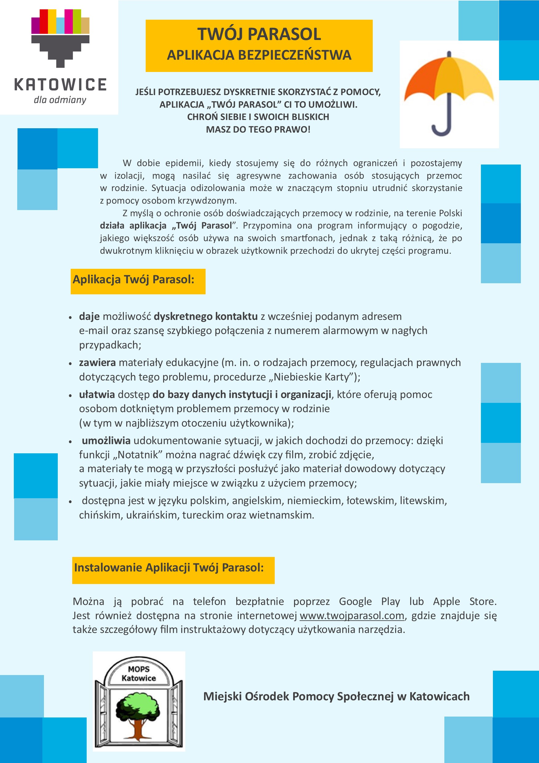 Ulotka "Aplikacja Twój Parasol"